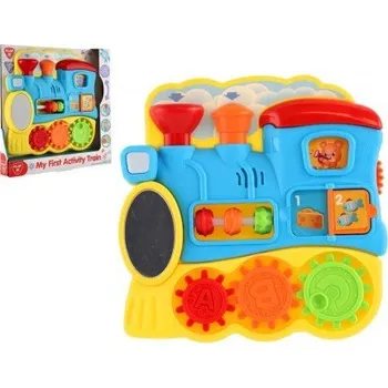 plyšák Vláček edukační s aktivitami plast na baterie se světlem, zvukem v krabici 24,5x24x3cm 12m+