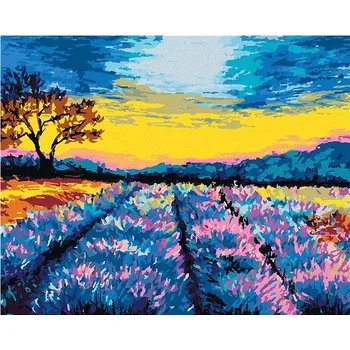 Levandulové pole v provence, 40×50 cm, bez rámu a bez vypnutí plátna