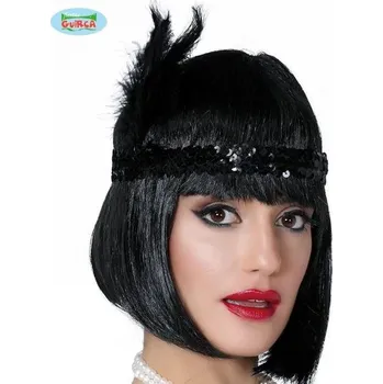 Karnevalový doplněk Fiestas Guirca Charlestone čelenka s pérem černá