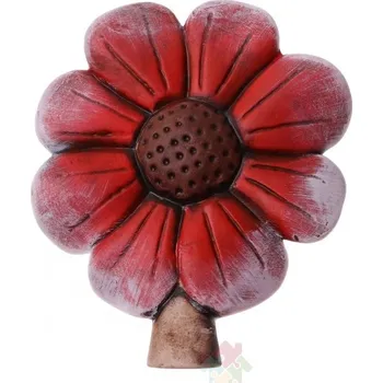 Zahradní dekorace ozdoba na plot květina Popis: červený květ keramická, ručně malovaná