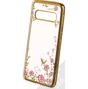 Pouzdro na mobilní telefon Forcell Diamond Flower TPU ochranný kryt pro Samsung Galaxy S10 zlatá (gold)