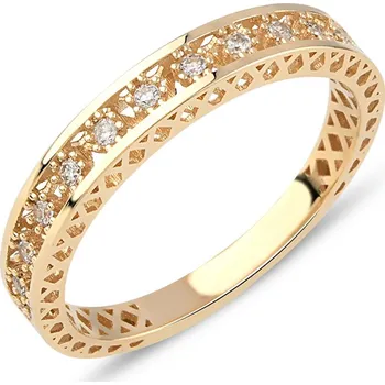 Prsten Lillian Vassago Nápaditý zlatý prsten se zirkony LLV77-GR005 Velikost prstenu: 53