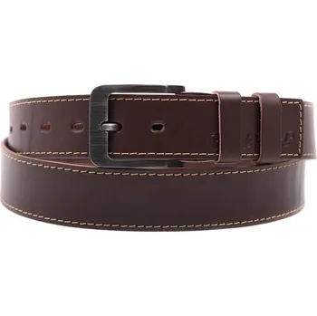 Opasek Pánský kožený opasek Black Hand 106-78 hnědý se světlým štepováním Velikost = obvod pasu (cm): 100 cm