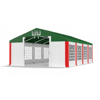 Zahradní stan Párty stan 4x50x2m střecha PVC 560g/m2 boky PVC 500g/m2 konstrukce ZIMA PLUS Zelená Bílá Červená