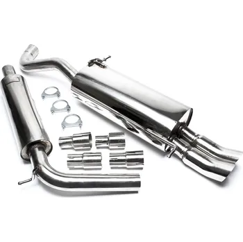 Tlumič výfuku TA Technix sportovní nerezový catback výfuk Škoda Fabia htb (6Y, 99-07), 2x 76 mm DTM zahnutá nerezová koncovka bez pertlu