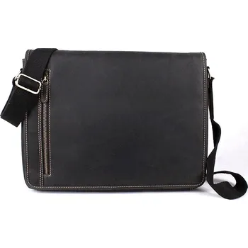 Kabelka Tříoddílová velká kožená černá hladká crossbody taška HGL no. 6021