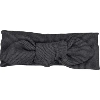 Čelenka Mimilove Bavlněná čelenka s mašlí - žebrovaná vel. od 5 let až pro dospělé Grafitová