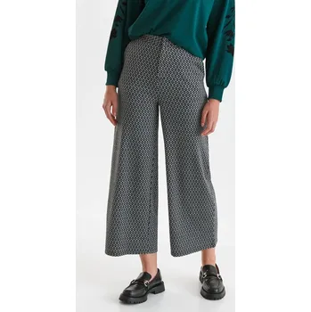 Dámské kalhoty Top Secret dámské vzorované 7/8 široké kalhoty černé Velikost: 38