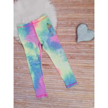 Dívčí oblečení KUGO DÍVČÍ LEGÍNY BATIKA CY1020, velikost 110 - 134 Barva: Duhová batika s tyrkysem, Velikost: 116