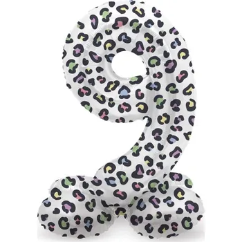Folat Balónek fóliový číslo 9 samostojné Duhový panter 41 cm