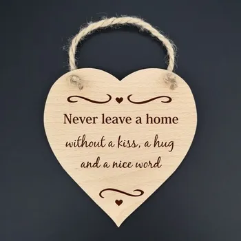 AMADEA Dřevěné srdce s textem Never leave a home ..., masivní dřevo,16x15 cm