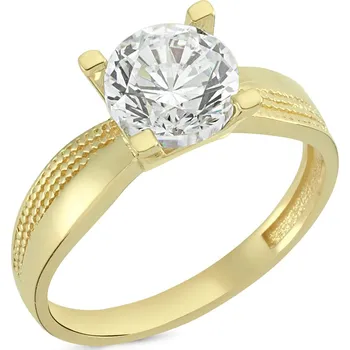 Prsten Jedinečný zásnubní prsten ze žlutého zlata se zirkonem LLV03-ENGR0794Y Velikost prstenu: 57