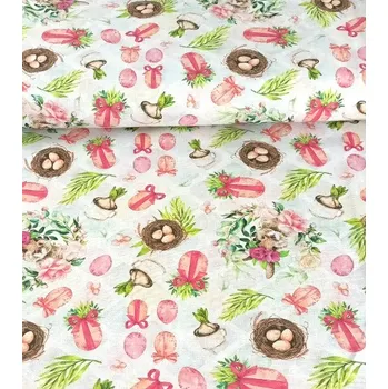 Metráž látka Loneta velikonoční vajíčka růžová | RTex