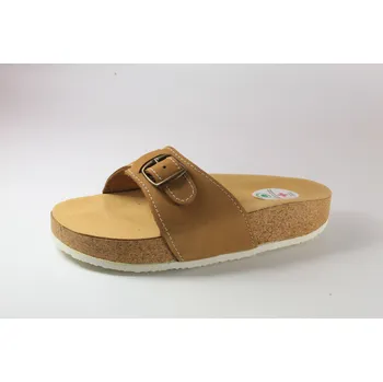 Dámské pantofle JAKUB-OBUV Korkový nazouvák jednopáskový 215201E KŮŽE světle hnědý hnědá 35