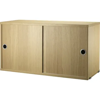 Komoda STRING Skříňka Cabinet with Sliding Doors, Oak