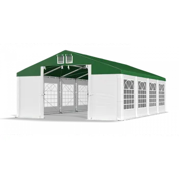 Zahradní stan Párty stan 4x40x3,5m střecha PVC 560g/m2 boky PVC 500g/m2 konstrukce ZIMA PLUS Zelená Bílá Bílá