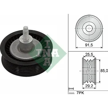 Vratná/vodicí kladka, klínový žebrový řemen INA 532 0909 10