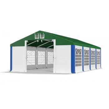 Zahradní stan Párty stan 5x50x2m střecha PVC 560g/m2 boky PVC 500g/m2 konstrukce ZIMA PLUS Zelená Bílá Modrá