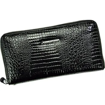 Lesklá celozipová kožená černá peněženka Jennifer Jones 5295