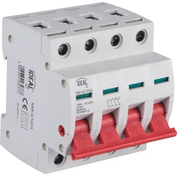 Jistič Kanlux Vypínač hlavní čtyřfázový na DIN lištu 100A KMI-4/100A