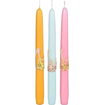 Svíčka Kónická 22x230mm aplikace Slepička mix barev svíčka 55 gram