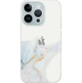 Transparentní kryt s mramorovým vzorem pro iPhone 14 Pro Max - bledě modrý