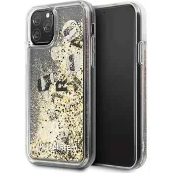 Pouzdro na mobilní telefon Karl Lagerfeld Floating Karl Liquid Glitter pro Apple iPhone 11 Pro zlaté/černé