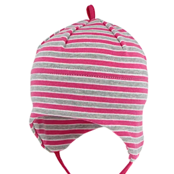 Kojenecké oblečení RDX Dívčí kojenecká čepice vázací s proužky Malinové proužky Vel. 0
