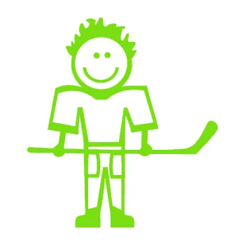 samolepka Cartoon family kluk 002 pravá hokejista (04 - zelená kawasaki) SAMOLEPKA NA AUTO, NÁLEPKA, FÓLIE, POLEP, TUNING, VLASTNÍ TEXT, TISK, AUTOSAMOLEPKY.cz, POLEPY, OBRÁZEK, LOGO, 3D STICKERS