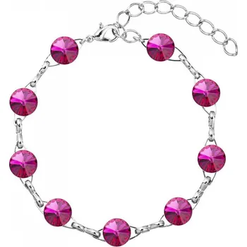 Náramek Swarovski Elements Rivoli 8mm - Rhodiovaný náramek růžový 33111.1 Fuchsia (růžová tmavá, fuchsiová)
