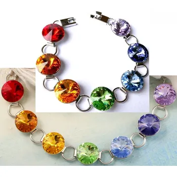 Náramek Swarovski Elements Rivoli 12mm - Rhodiovaný náramek čakrový 33111.1 barevný (multicolor, mnohobarevný, čakry)