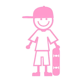 samolepka Cartoon family kluk 003 pravá skateboardista (24 - světle růžová) SAMOLEPKA NA AUTO, NÁLEPKA, FÓLIE, POLEP, TUNING, VLASTNÍ TEXT, TISK, AUTOSAMOLEPKY.cz, POLEPY, OBRÁZEK, LOGO, 3D STICKERS