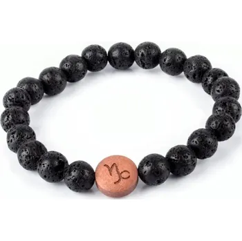 Náramek Abatoni dámský / pánský náramek Lávový kámen 8mm se znamením zvěrokruhu Kozoroh (lat. Capricorn)