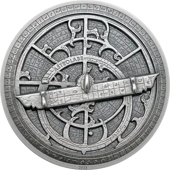 Stříbrná mince Historické přístroje - Astroláb 2 Oz High Relief 2023 Antique Standard
