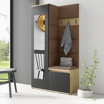 Předsíňová stěna Předsíňová stěna Emi 13 - dub/černá Barva panelů: Hnědá - Trinity 07