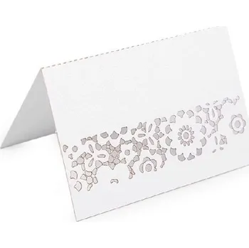 Svatební dekorace Svatební jmenovka papírová s krajkovou bordurou bílá