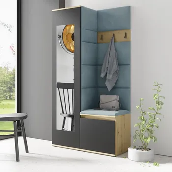 Předsíňová stěna Předsíňová stěna Emi 13 - dub/černá Barva panelů: Pastelová modrá - Trinity 22