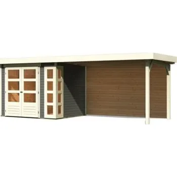 Zahrada dřevěný domek KARIBU KERKO 3 + přístavek 280 cm včetně zadní stěny (9188) terragrau