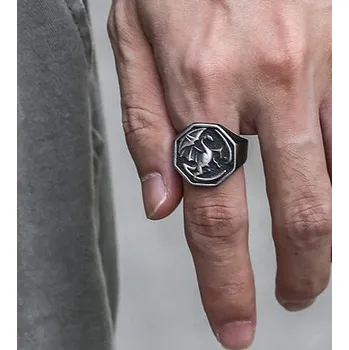 Prsten OCELOVÝ PEČETNÍ PRSTEN DRAK Norse Dragon Velikost: 12