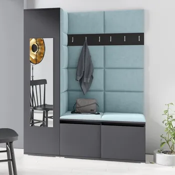 Předsíňová stěna Předsíňová stěna Emi 14 - grafit Barva panelů: Pastelová modrá - Trinity 22