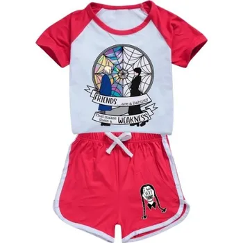 Dětský letní set tričko + kraťasy Wednesday Addams - Friends Barva: Červená, Velikost: 110