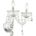 Globo 64118-2W TEEJAY - Nástěnné tradiční svítidlo v bílé barvě s krystalky 2 x E14, výška 36cm (Nástěnná lampička na zeď v tradičním stylu, bez vypínače)