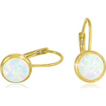 Náušnice GEMMAX Zlaté opálové náušnice na klapku Ø 8,2 mm – zlatý šperk ryzosti 585/1000 v Dárkovém balení s Certifikátem GLEYO-26881