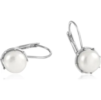 Náušnice GEMMAX Perlové náušnice z bílého zlata na klapku - bílá perla Ø 7 mm – zlatý šperk ryzosti 585/1000 v Dárkovém balení s Certifikátem GLEWP-27131