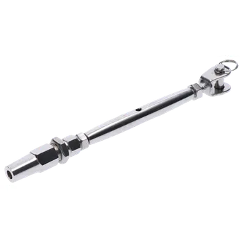 Zábradlí KOVIAN, s.r.o. úchyt, šponovák pre nerezové lanko ø5mm so závitom M8 a LH8, brúsená nerez K320/ AISI304