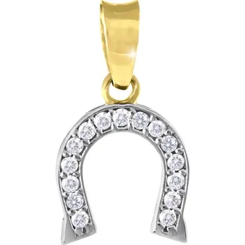 Přívěsek GEMMAX Zlatý přívěsek podkova pro štěstí – zlatý šperk ryzosti 585/1000 v Dárkovém balení s Certifikátem GLPCB-25631