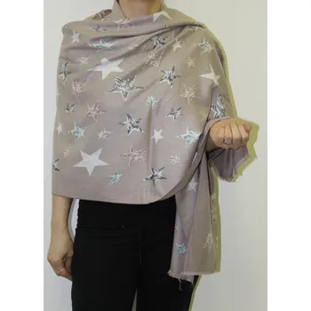 Šála Dámská šála | béžová s hvězdičkami