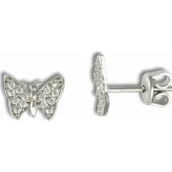 Náušnice GEMMAX Zlaté bílé náušnice Motýlek se zirkony – zlatý šperk ryzosti 585/1000 v Dárkovém balení s Certifikátem GLEWB-85371