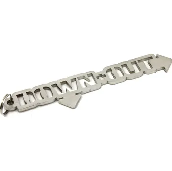 Kovová Klíčenka "Down+out" - nerez