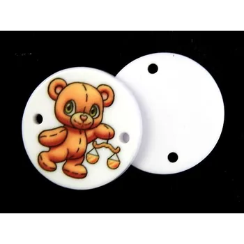 Knoflík GU432, Plastový knoflík, nášivka, medvídek s váhy, 36" / 1 kus